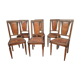 Series of 6 Art Deco period chairs in solid walnut with blonde patina