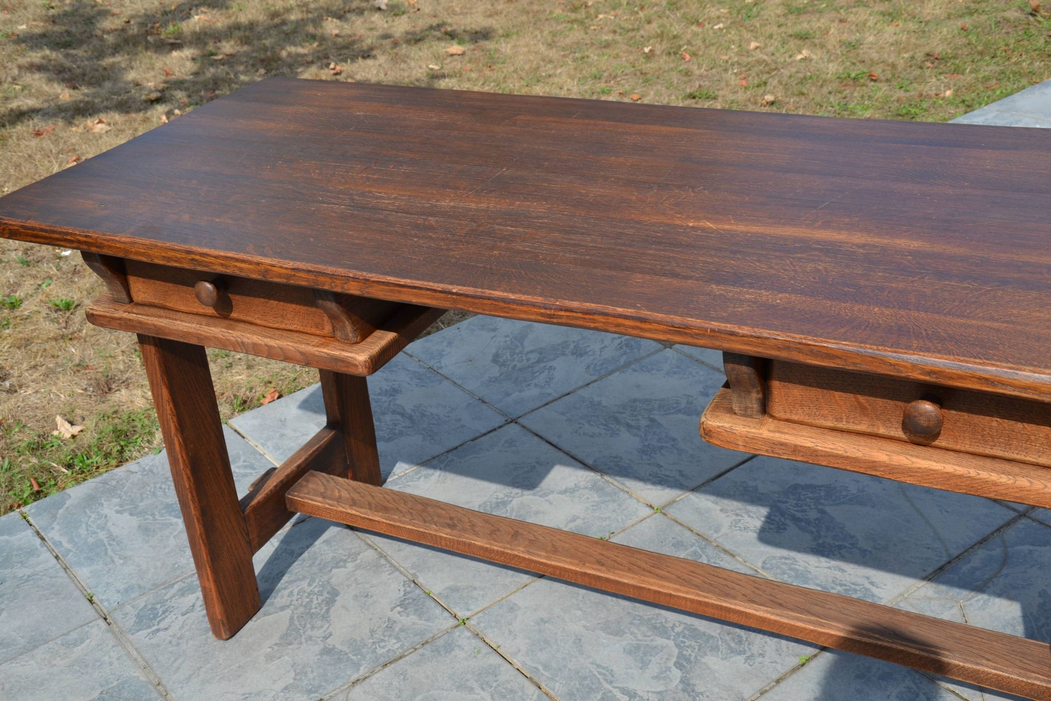 "Brutalist" farmhouse desk/table in solid oak