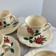 Set of 8 hand-painted coffee cups Sarreguemines Terre de fer