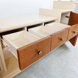 Vintage lacquer and burl wood credenza, 1980s