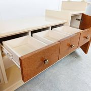 Vintage lacquer and burl wood credenza, 1980s