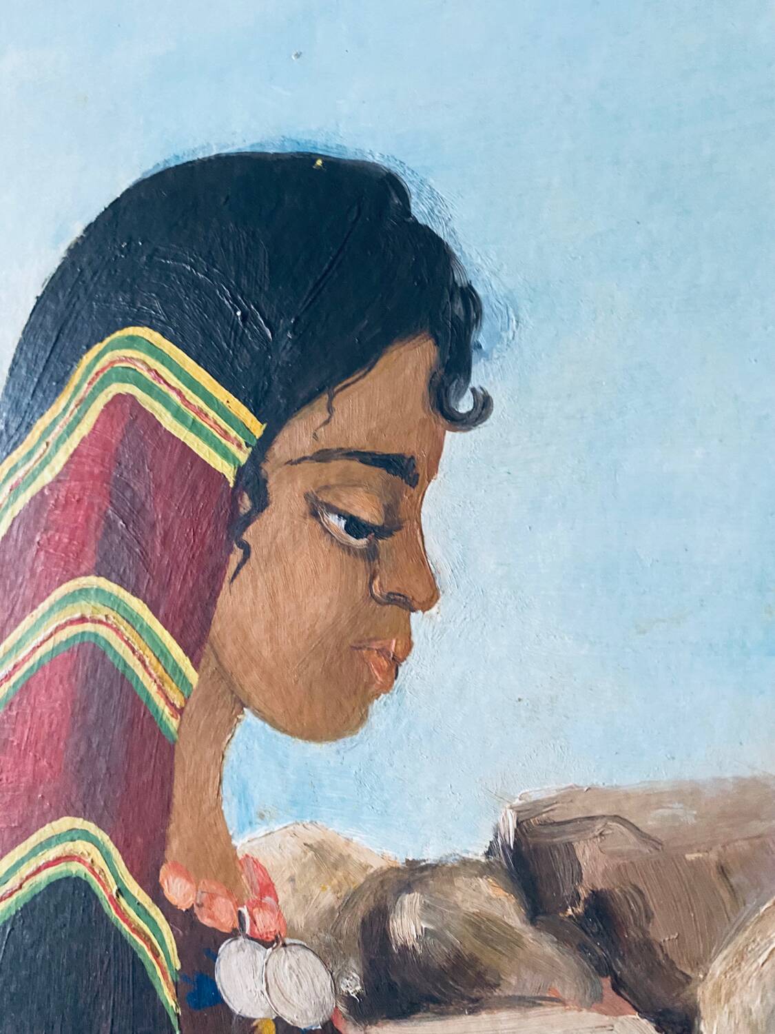 Orientalist painting on cardboard