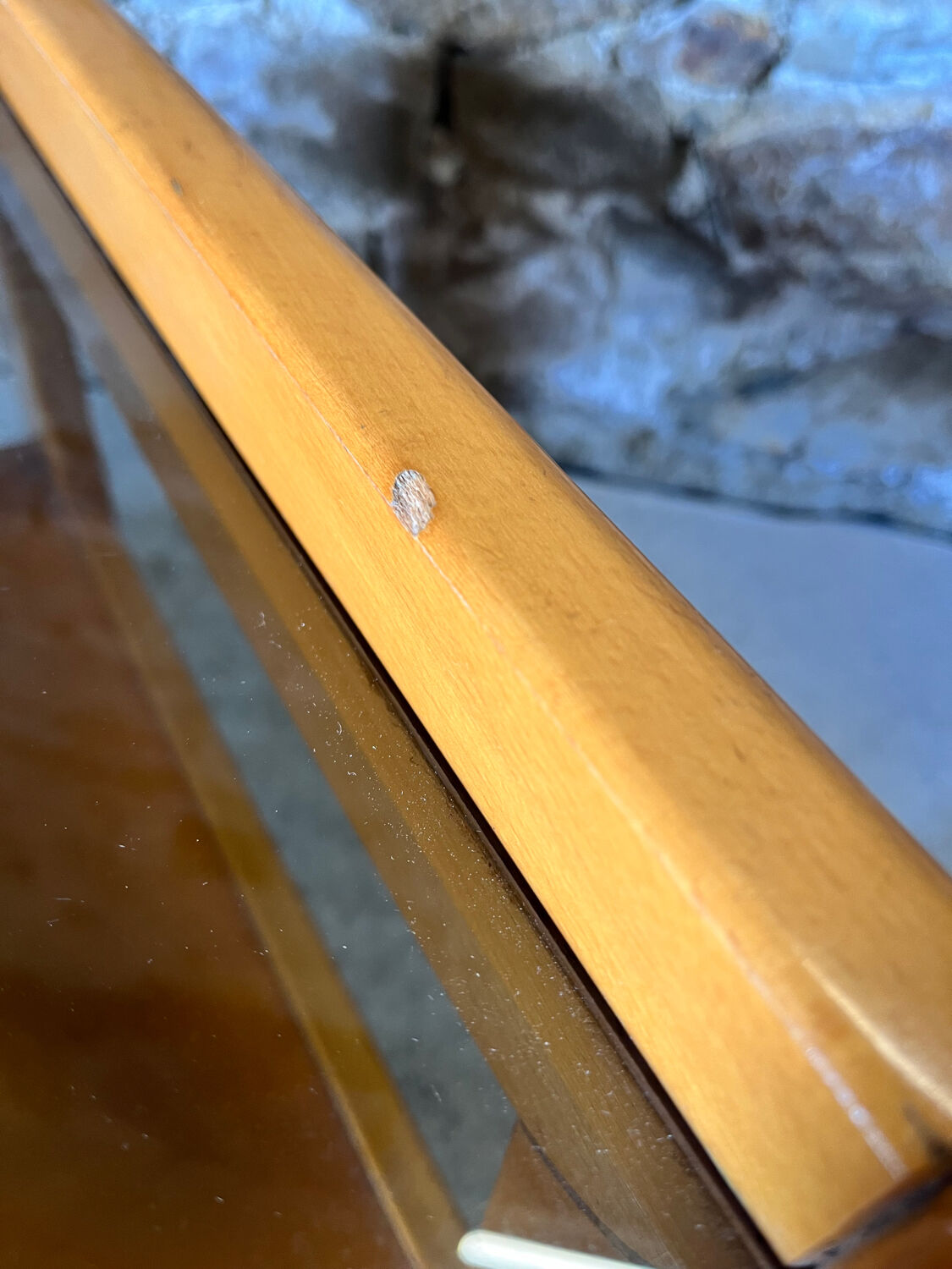 Wood and smoked glass coffee table from the 80s