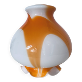 Abat-jour Globe Tulipe en Verre Orange et Blanc Vintage 1970 Space Age