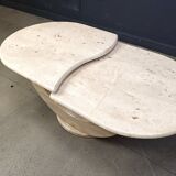 Vintage two tier travertine coffee table, 1970s