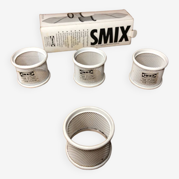 Série de 4 coquetiers rond serviette ikea smix design hagberg métal blanc #a520