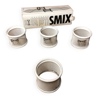 Series of 4 round napkin egg cups ikea smix design hagberg white metal #a520