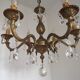 French Mid Century Bronze 6 Light Chandelier With Crystal Droplets 5491