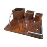 Old Smoking Kit Storage In Wood & Aluminum Vintage #B089