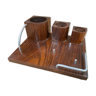 Old Smoking Kit Storage In Wood & Aluminum Vintage #B089