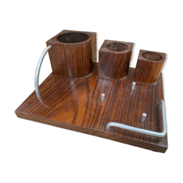 Old Smoking Kit Storage In Wood & Aluminum Vintage #B089