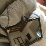 Small brass mirror with chain 29x25cm