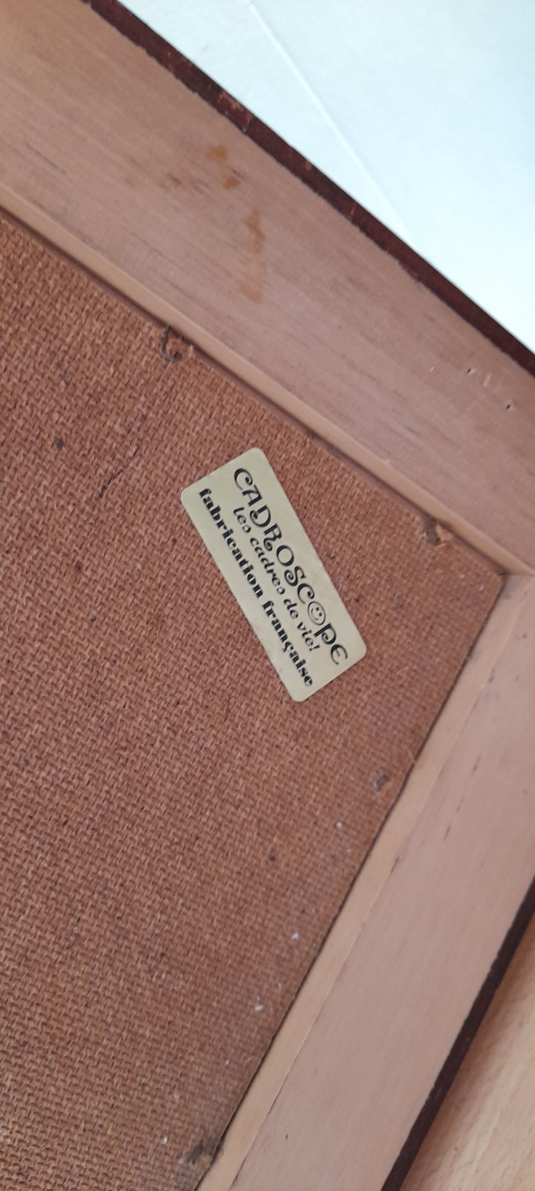 Painting landscape tree and river, golden frame, signature to identify