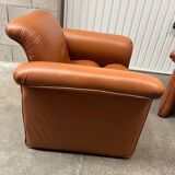 Pair of Italian designer leather armchairs