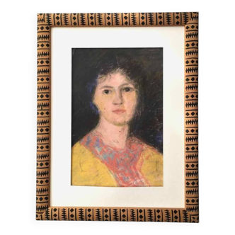 Portrait ancien pastel Jeune femme des années 30