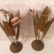 Paire vases  coupes verre souffle & monture fer forge "arum" vintage