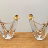 Pair of candlestick crystal Schneider France vintage 60s tbe