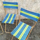 Lot de quatre sièges pliants de camping vintage