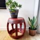 Tabouret, table d'appoint en bois laqué rouge, Chine