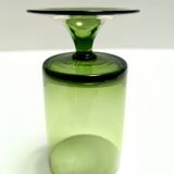 Set of Nine Green Hand-Blown Glass Drinking Glasses, Empoli, Italy