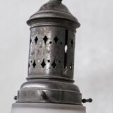 French conical glass and brass antique pendant light