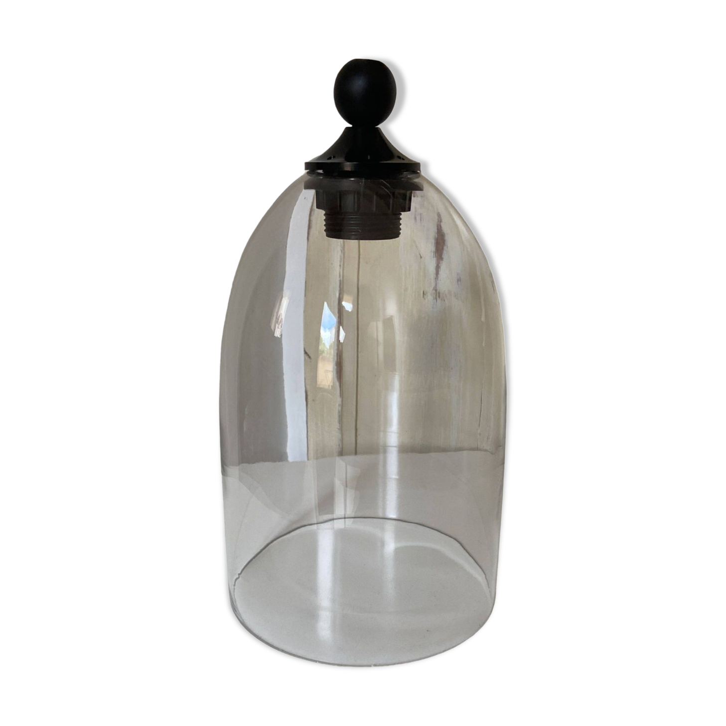 Pendant Light in Vintage Clear Glass in Bell Shape