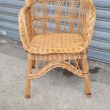 Rattan and wicker armchair 1960