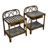 Pair of vintage 70s checkerboard bedside tables: Ref cindy