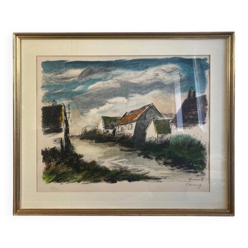 Vlaminck, original lithograph Montigny-sur-Avre signed 20th century