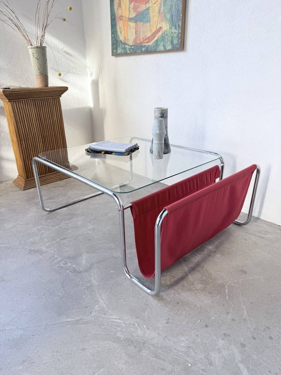 Table basse moderniste Bauhaus en acier tubulaire