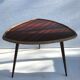 Old low tripods feet + tray wood & rattan table braided vintage