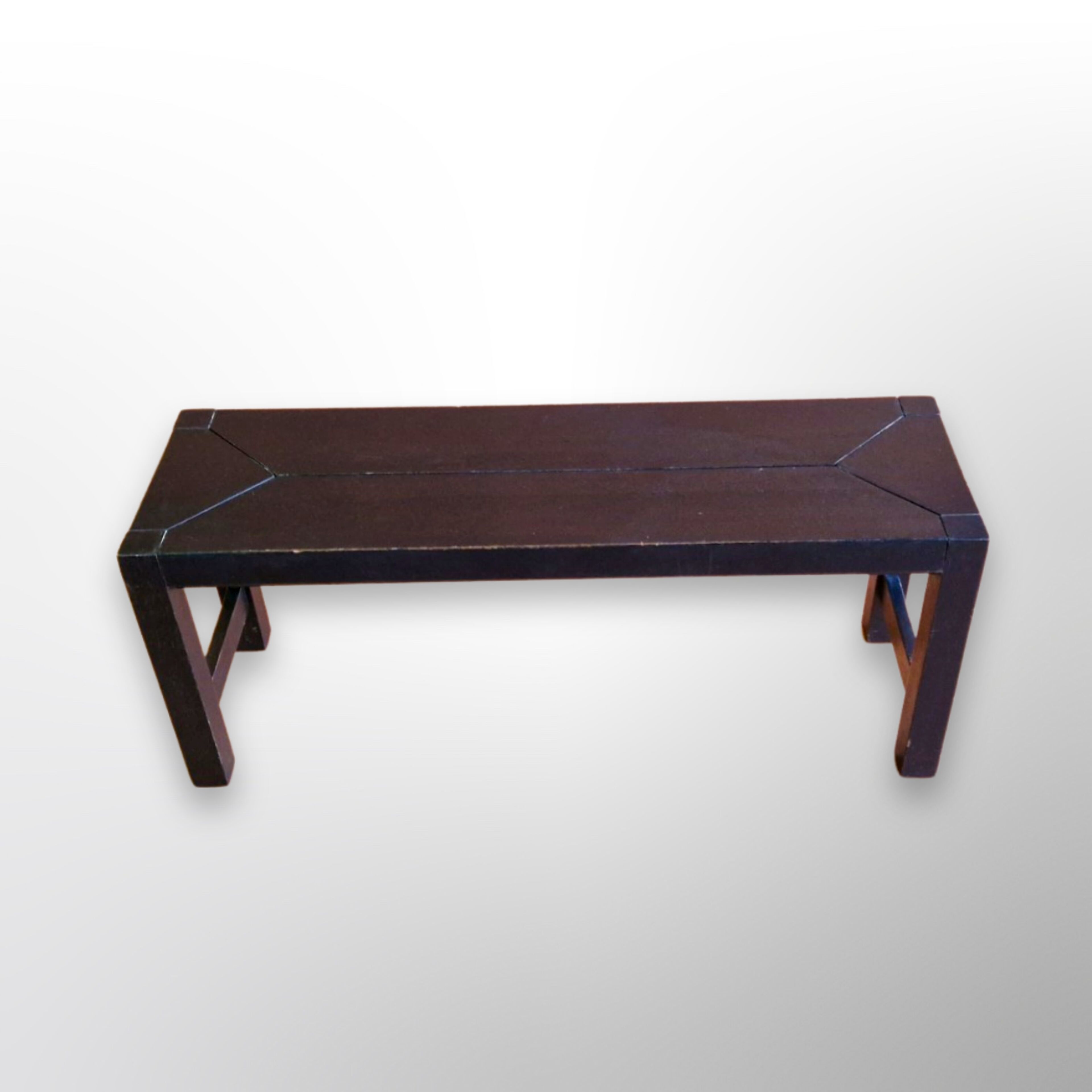 Modernist black wood bench, Belgium 1970s