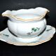 Saucière verseuse vintage en porcelaine ornée de trèfles vert