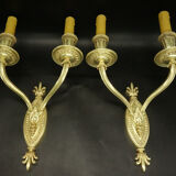 Pair of sconces with palmettes style restoration early 1900
