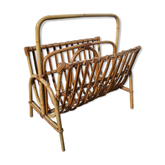 Magazines holder in rattan and wicker