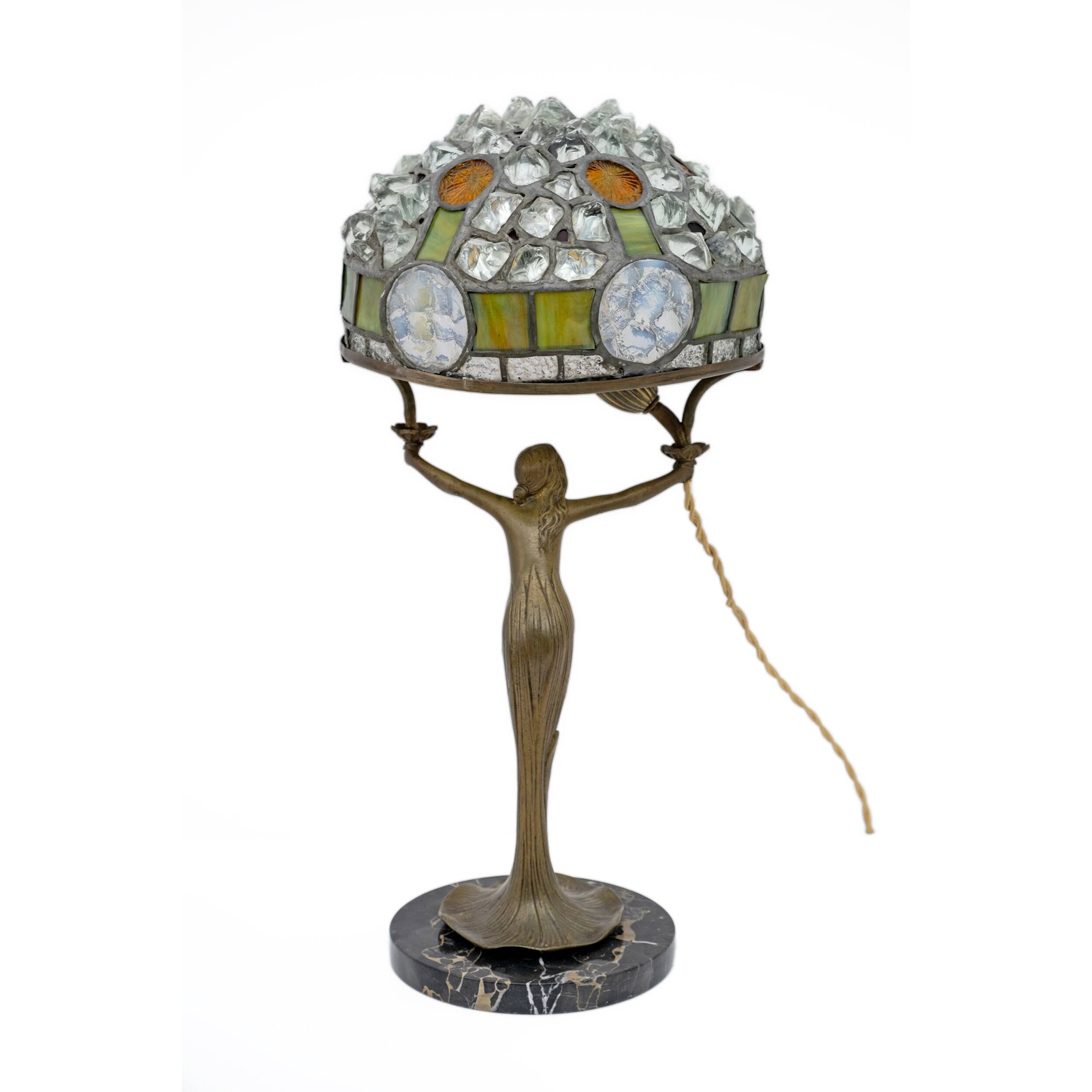 Lampe de table Art Nouveau française « style Tiffany », années 1930