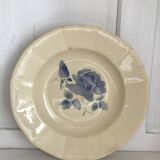 Set of 20 Digoin soup plates, blue rose patterns