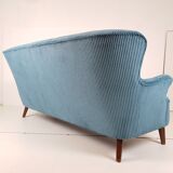 Artifort sofa petrol blue ribcord by Theo Ruth