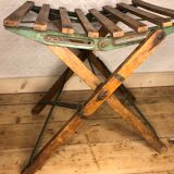 Wooden and iron slatting stool