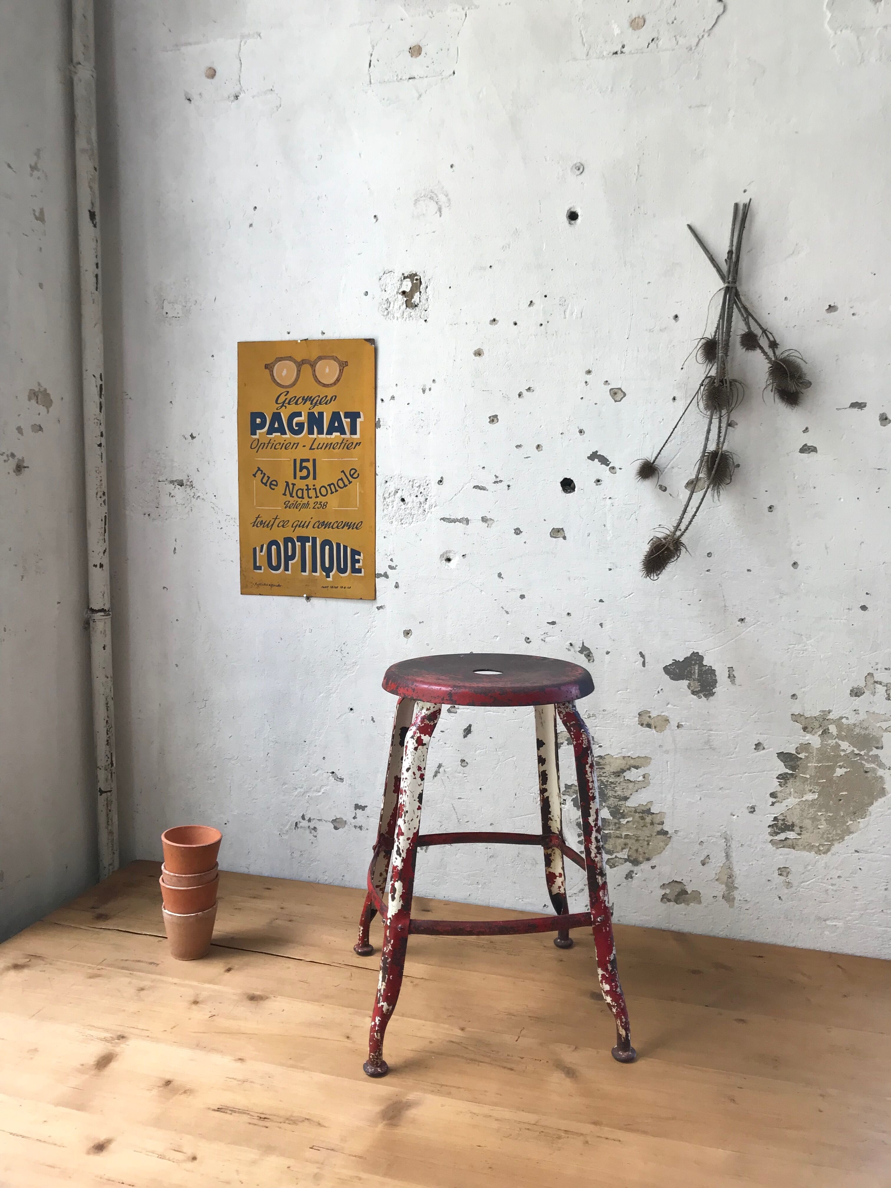 Workshop stool Nicolle patinated