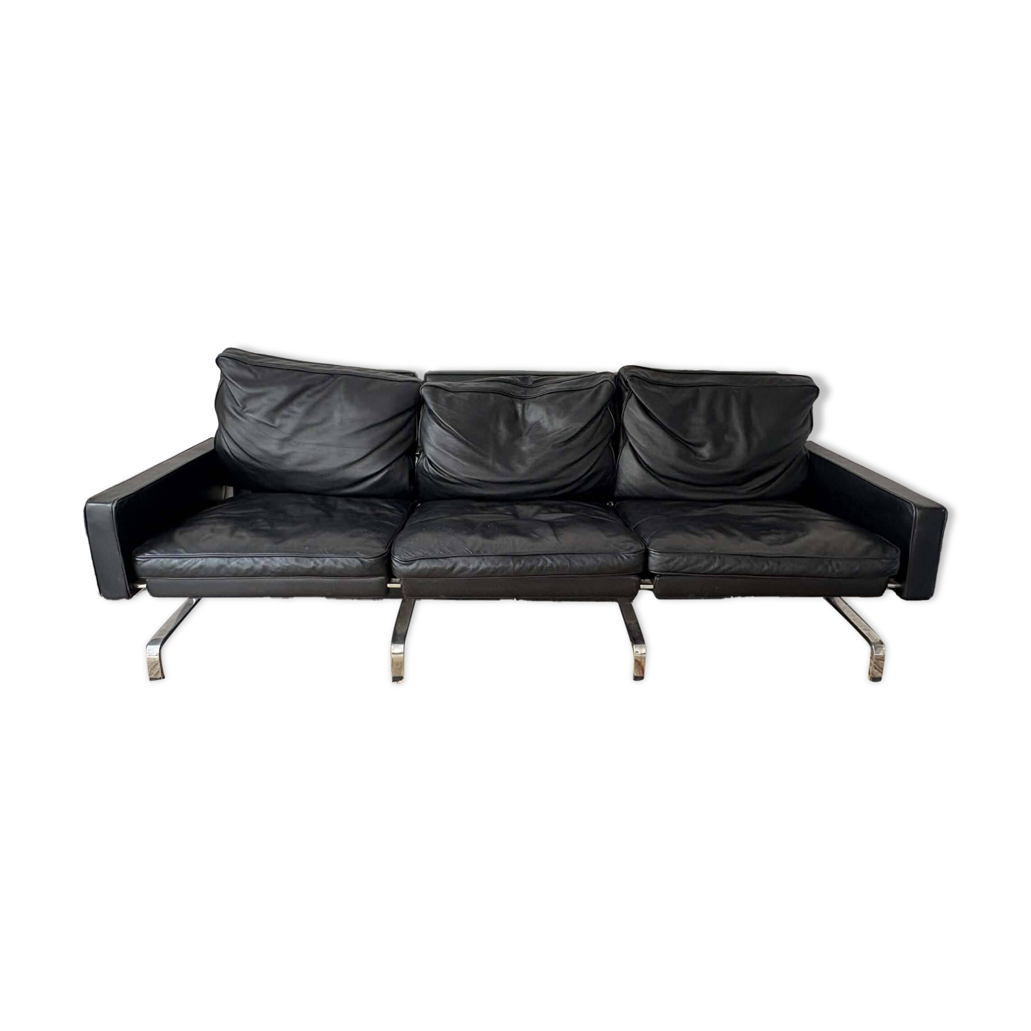 Canapé 3 places en cuir noir PK31-3