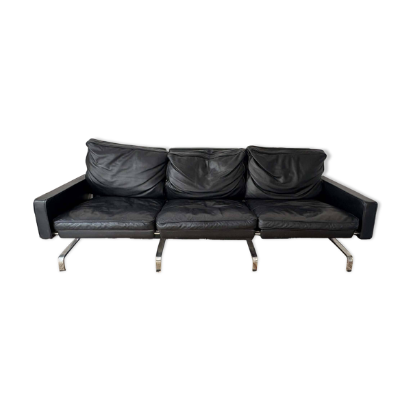 Canapé 3 places en cuir noir PK31-3