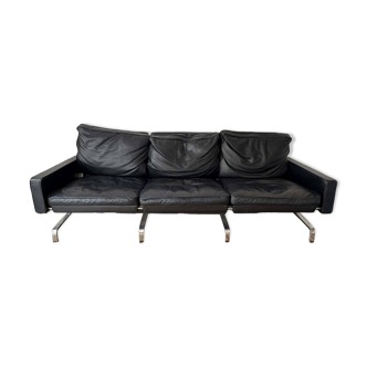 Black leather PK31-3 sofa