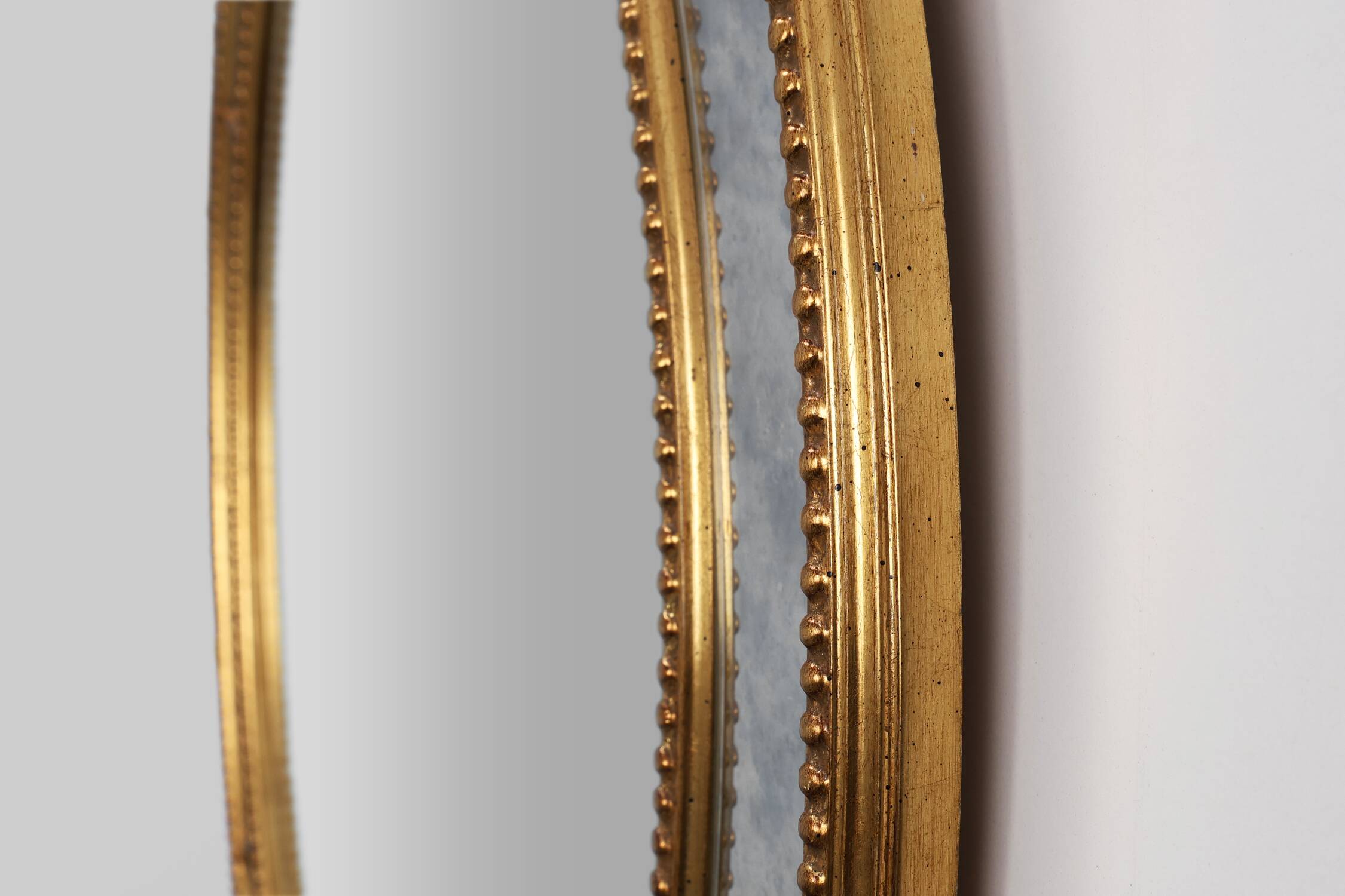 Mid-century gilt oval Mirror by Deknudt, Belgium 1980s