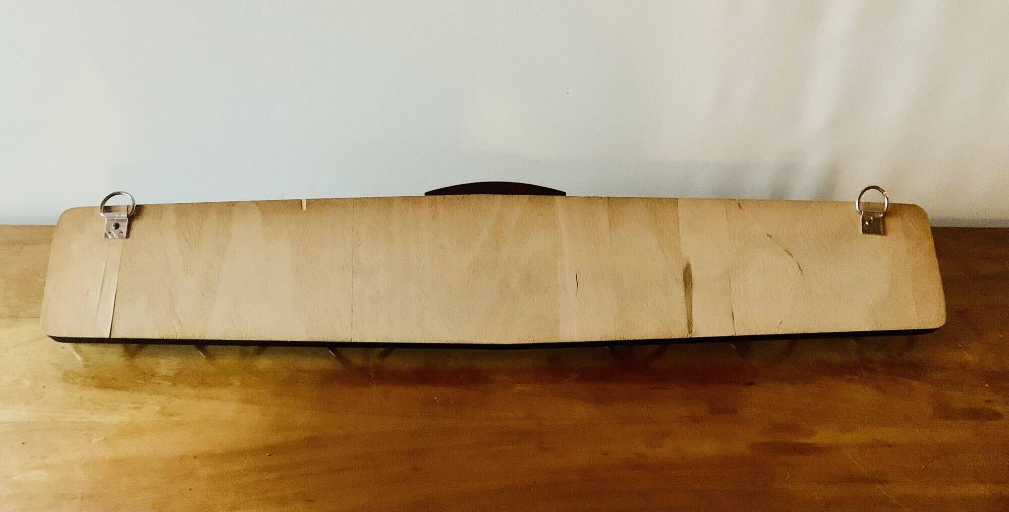 Wooden wall coat rack with vintage mirror - 6 hooks