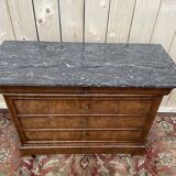 Commode époque Louis Philippe en acajou clair et marbre gris