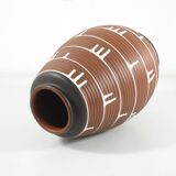 1950s Ceramic Vase with Brown & Black Drip Glaze