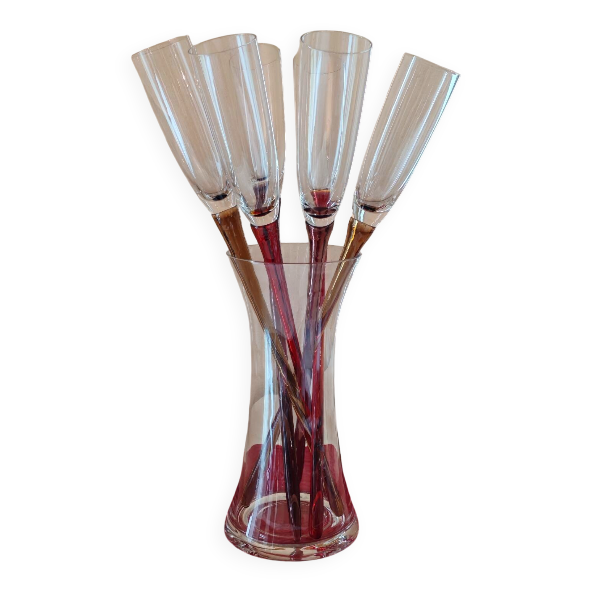 Champagne flutes in their vase