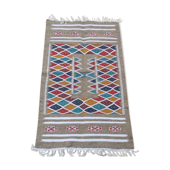 Tapis gris multicolore fait main - 118x68cm
