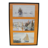 Decorative frames with three marine scenes